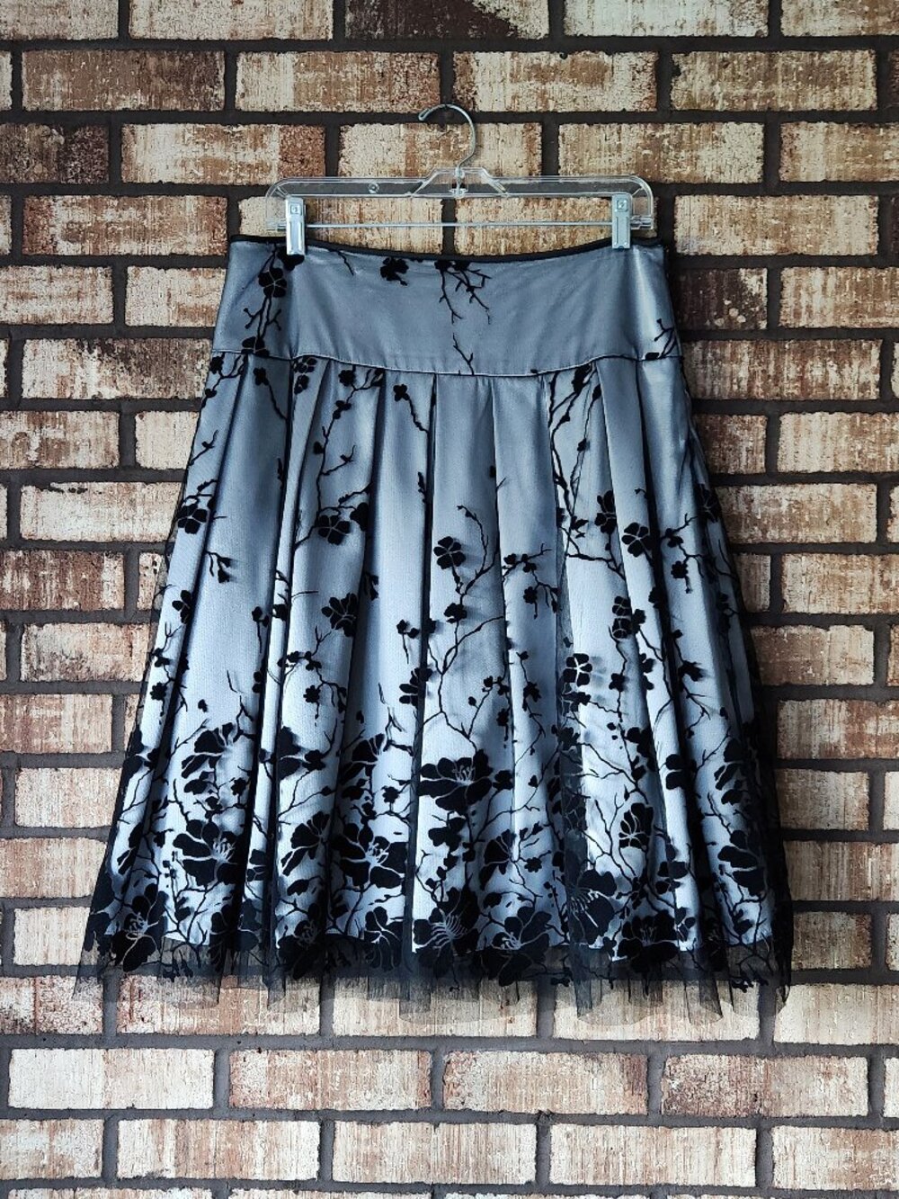 Adrianna Papell Evening Essentials Skirt Satin Tulle Floral Size 10